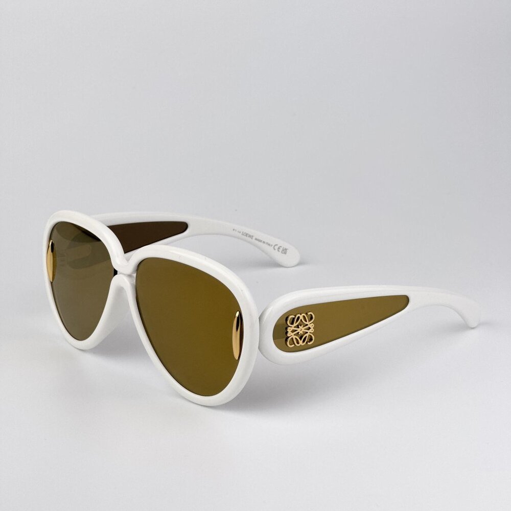Loewe x Paula’s Ibiza Sunglasses – Ivory Pilot Frame Brown Gold LW40132I 25G